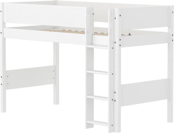 Actual product image Flexa WHITE mittelhohes Bett mit Rillen und gerader Leiter, 90x200 cm, Weiss (90x200)