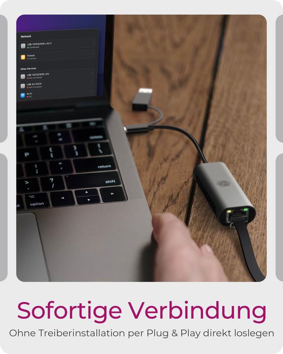Actual product image Icy Box 2.5 Gigabit Ethernet LAN adapter, IB-LAN301-C3 (USB-C, USB, RJ45 2.5 Gigabit Ethernet (1x))