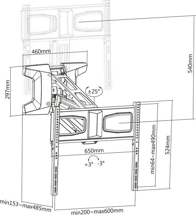 Actual product image Multibrackets Wall mount electric, -70", max 28 kg, black (Wall, 70", 35 kg)
