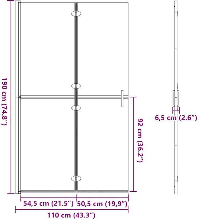 Produktbild vidaXL Duschwand (110 cm, 190 cm)