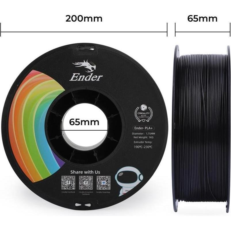 Thumbnail - Creality Filament PLA+ (PLA, 1.75 mm, 1000 g, Schwarz), 3D Filament, Schwarz