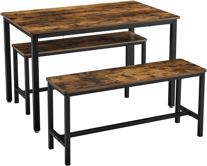 Image du produit Vasagle Tisch mit zwei Bänken, Vintagebraun-Schwarz, Tiefe: 70 cm (110 x 75 x 70 cm)