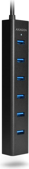Actual product image Axagon HUE-SA7BP 7x USB3.0 ALU charging hub incl. AC adapter, Juodas (USB-A, USB-B, 7 ports)
