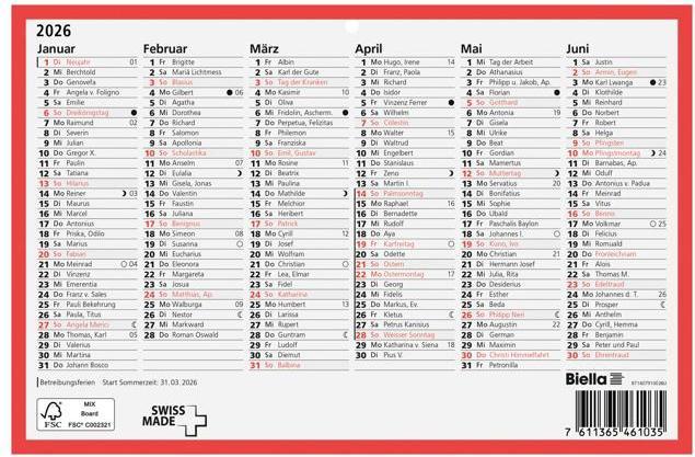 Actual product image Biella Blackboard calendar (A5, No binding, German)