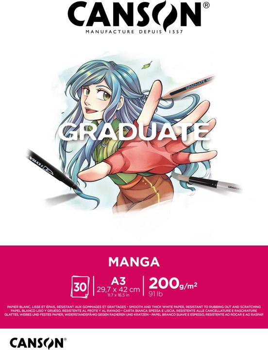 Canson Study pad GRADUATE Manga, DIN A3 (29.7 x 42 cm, Plain)