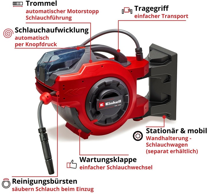 Productafbeelding Einhell GE-HR 18/30 Li-Solo 4173770 540mm 1/2 inch 1 st. rood Slanghaspel (30 m)