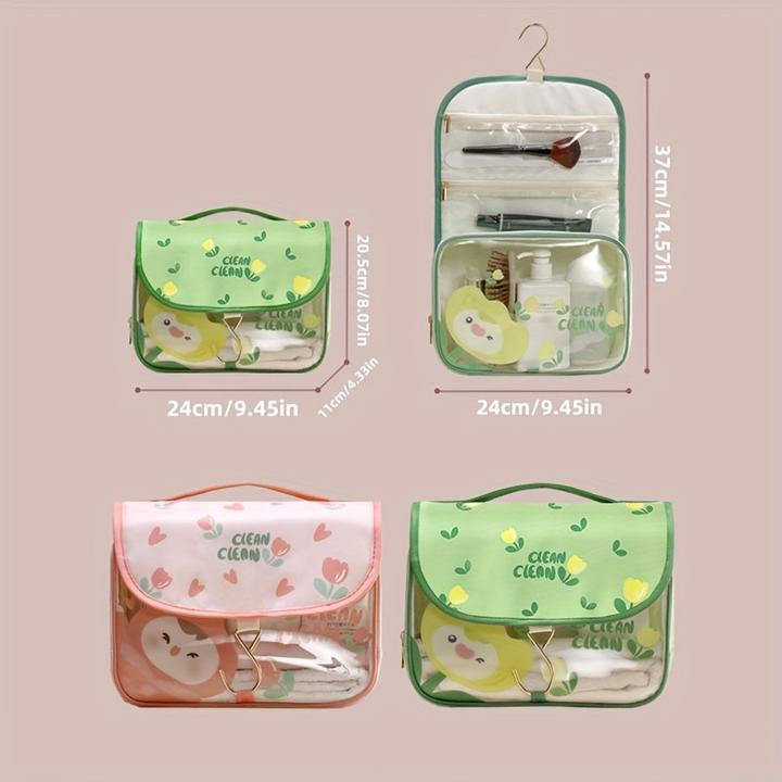Actual product image Only-Bags.Store Large waterproof toiletry bag with handle - cute cartoon design, spacious cosmetic bag for