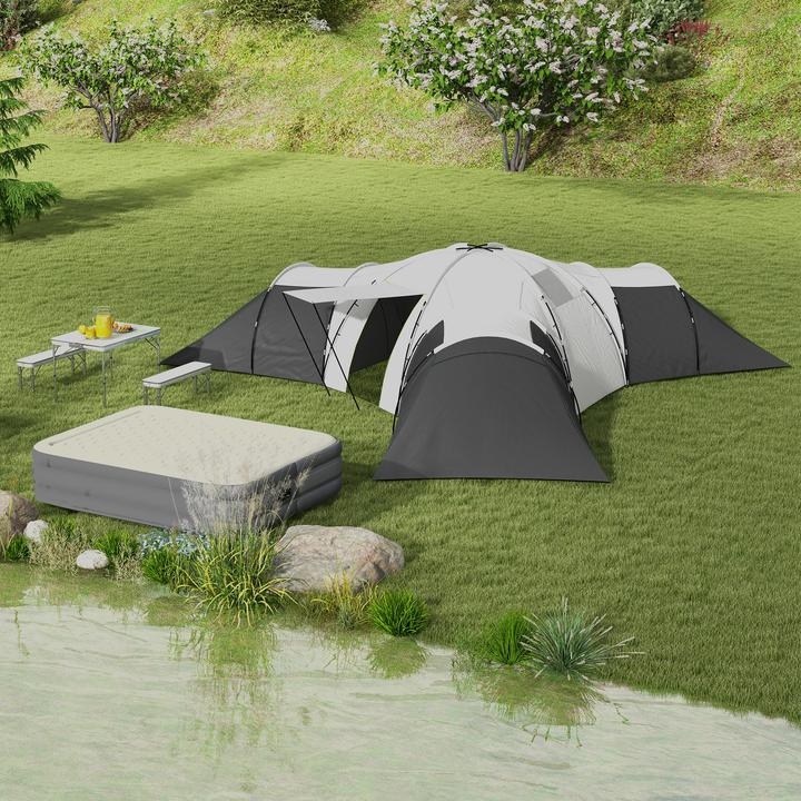 Produktbild Outsunny Campingzelt Polyester, Stahl Grau (Tunnelzelt, 9+ Personen)