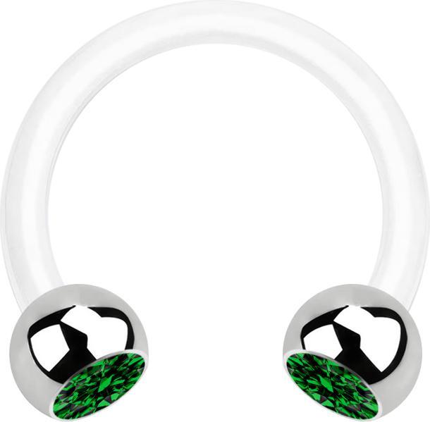 Immagine prodotto Star Piercing Micro Circular Barbell bianco con due palline argento cristallo verde (Materiale sintetico, Acciaio chirurgico 316L, senza ottone)