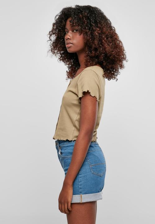 Produktbild Urban Classics Ladies Cropped Button Up Rib Tee - 12114 (4XL)