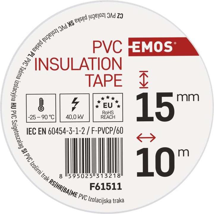 Image du produit Emos Ruban isolant PVC 15mm/10m Blanc, 10 pcs. (15 mm)