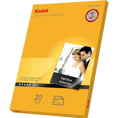 Kodak Ultra Premium Fotopapier Weiss Glanz (280 g/m², 13 x 18 cm, 20 x), Fotopapier, Weiss