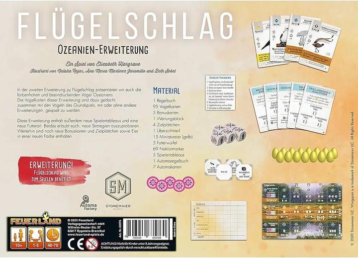 Produktbild Feuerland Flügelschlag: Ozeanien-Erweiterung (Deutsch, 1 - 5 Spieler)