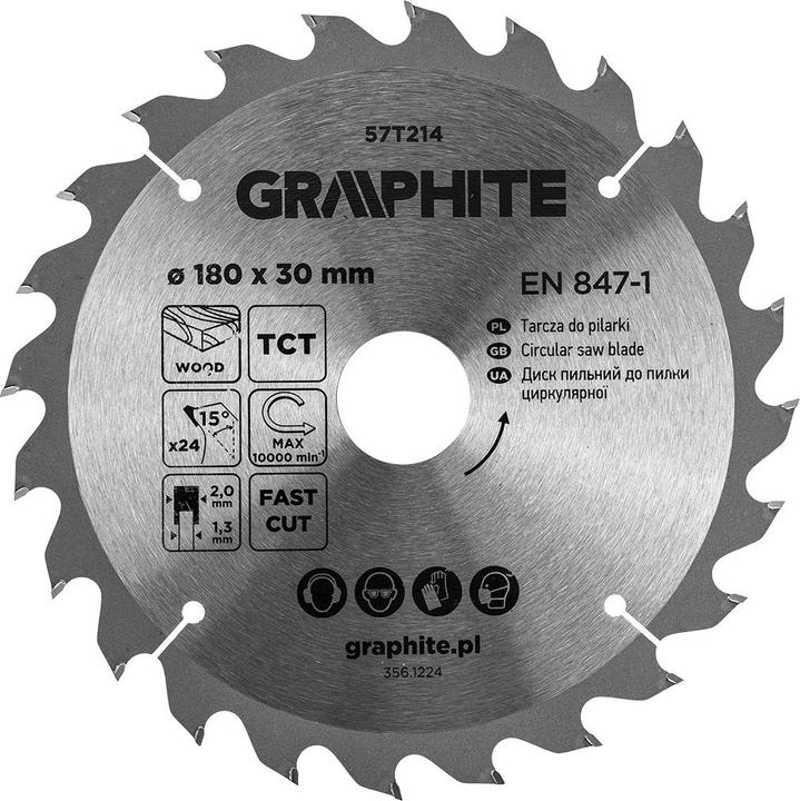 Produktbild Graphite Sägeblatt, Widia, 180 x 30 mm, 24 Zähne