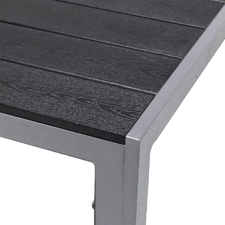 Actual product image Mojawo 7pcs Garden Furniture Set Alu Non-Wood 180x90x74cm + 6 Folding Chairs Silver/Black (180 cm)