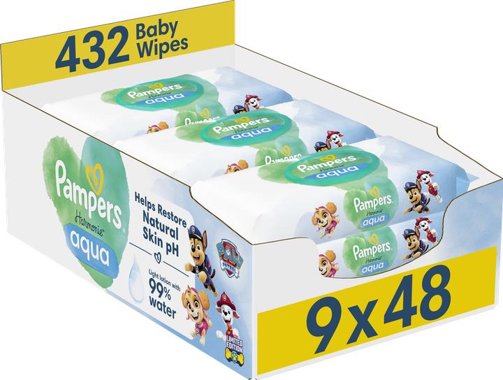 Pampers Harmonie Aqua Wipes Paw Patrol, 432ct (432 Stück)