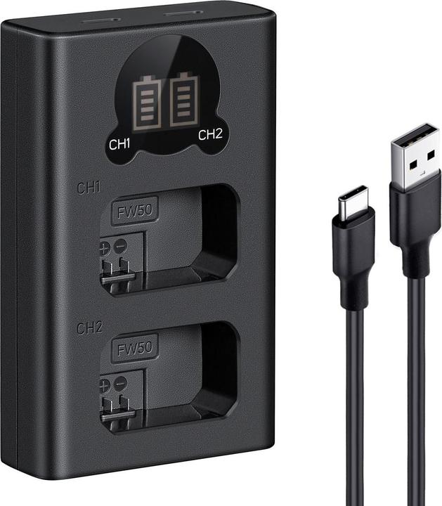 Produktbild K&F Concept FW50 Digital Camera Dual Channel Type-C Charger with LCD Digital Display Screen (Kamera Akku Ladegerät)