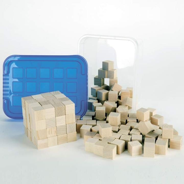 trendmarkt24 Holzwürfel 2 cm Set 150 Stück Buche massiv unbehandelt in Aufbewahrungsbox Zählwürfel