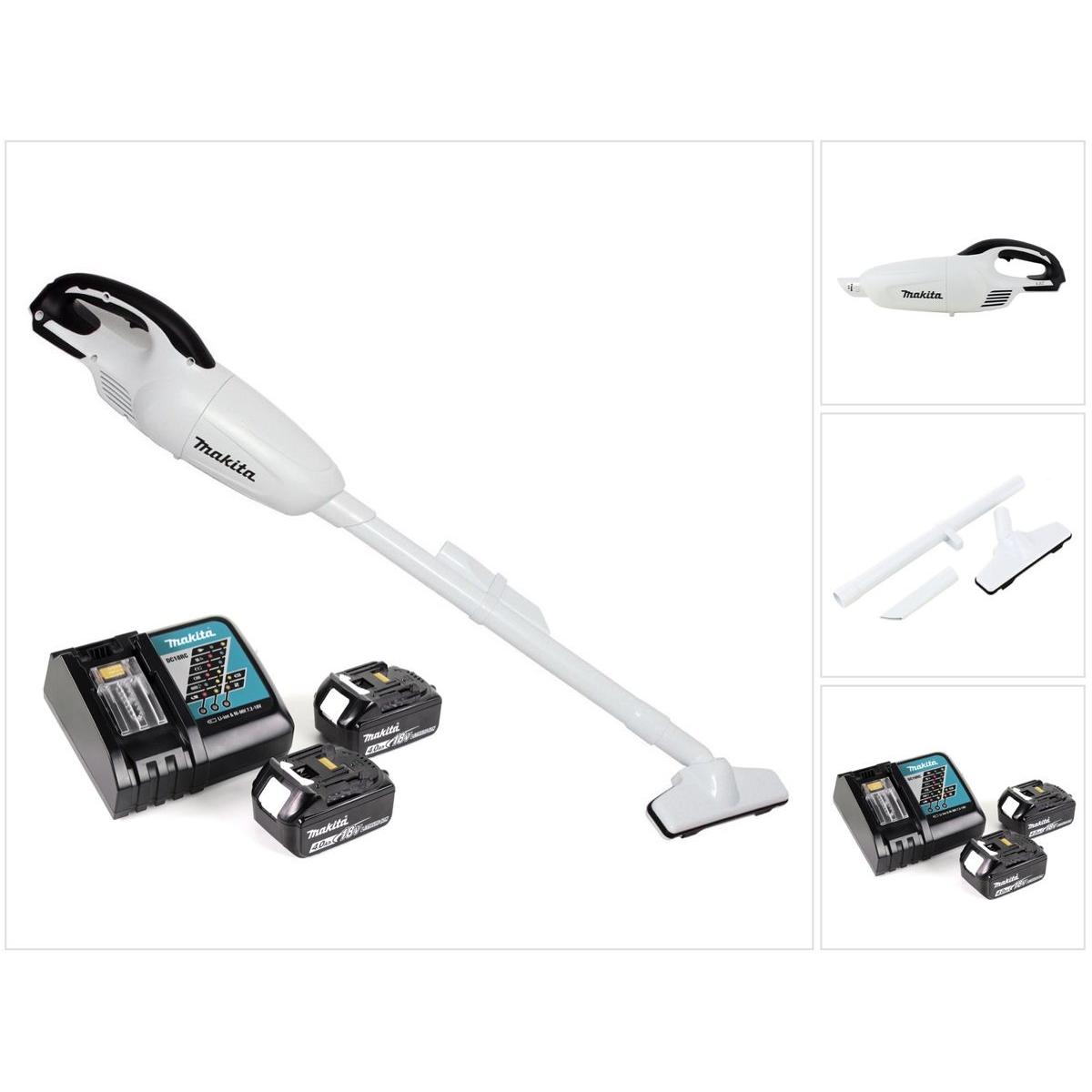 Makita DCL 180 RM W 18 V Li-Ion Akku-Staubsauger Weiss + 2 x 4,0 Ah Akku + Ladegerät, Staubsauger, Weiss