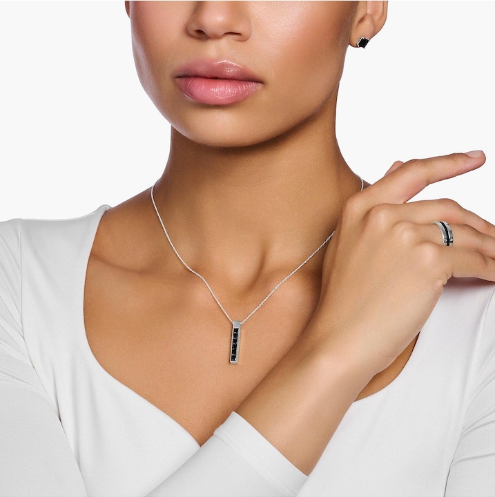 Produktbild Thomas Sabo Kette schwarze Steine silber (925er Silber, Rot, Vergoldet, 40 - 45 cm)