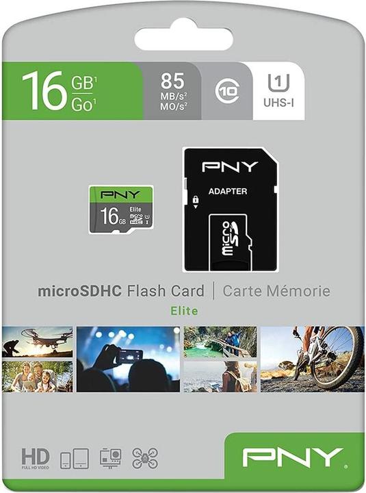 Produktbild PNY microSDHC-Karte Elite UHS-I U1 16 GB (16 GB, microSDHC, U1, UHS-I)