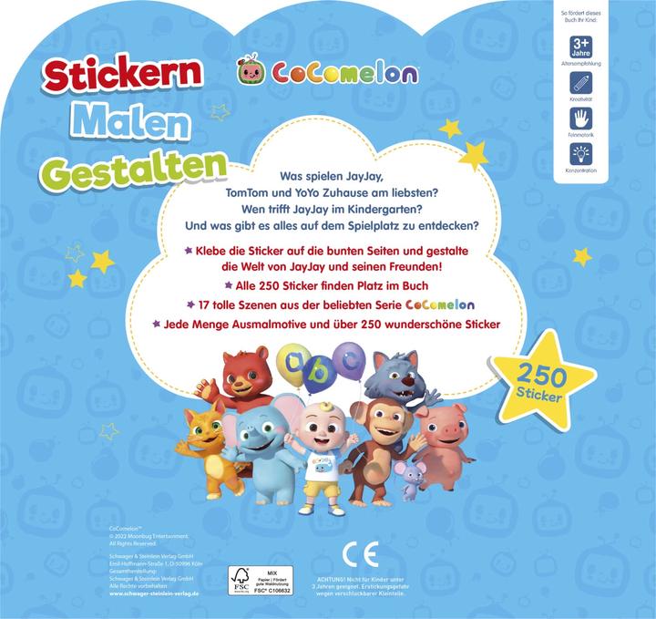 Produktbild CoComelon - Stickern, Malen, Gestalten: Mit 250 Stickern. Für Kinder ab 3 Jahren