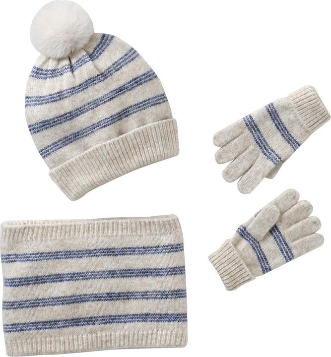Actual product image Vertbaudet Set aus Mütze, Rundschal & Handschuhe gestreift, Mädchen (98, 86)