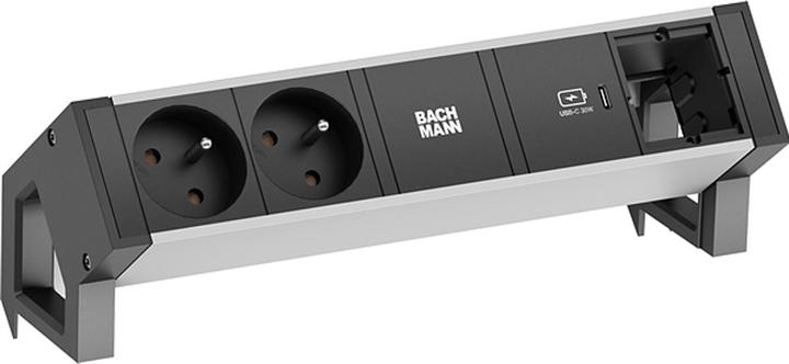 Image du produit Bachmann DESK2 ALU BLACK 2xUTE 1xCM 1xC 1 chargeur C 30W (2x, CEE 7/3, PECO 7/5)