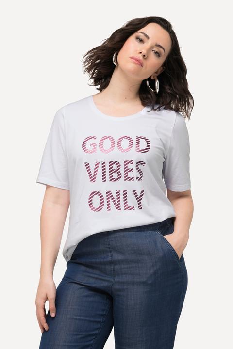 Image du produit Ulla Popken T-shirt « Good Vibes Only », col rond et manches courtes (46, 48)