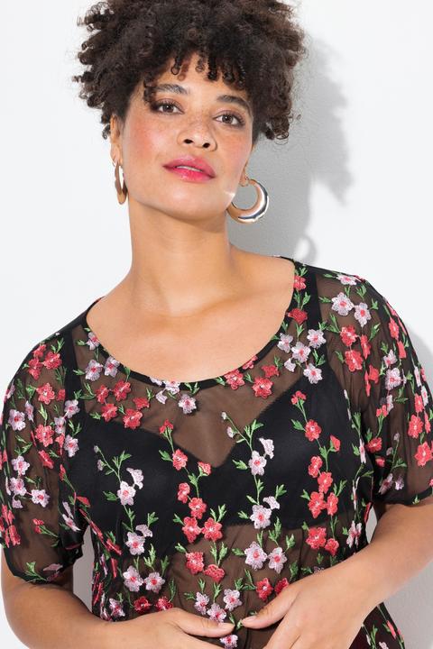 Produktbild Miamoda Blusenshirt, Classic Fit, Mesh, Blütenstickerei (48)