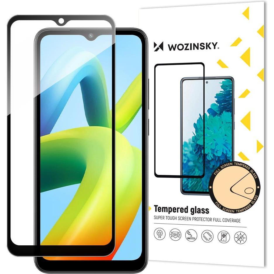 Wozinsky Vetro temperato a colla completa per Xiaomi Redmi A1+ 9H con cornice nera (1 pz., Xiaomi Redmi A1+), Pellicola protettiva smartphone, Nero