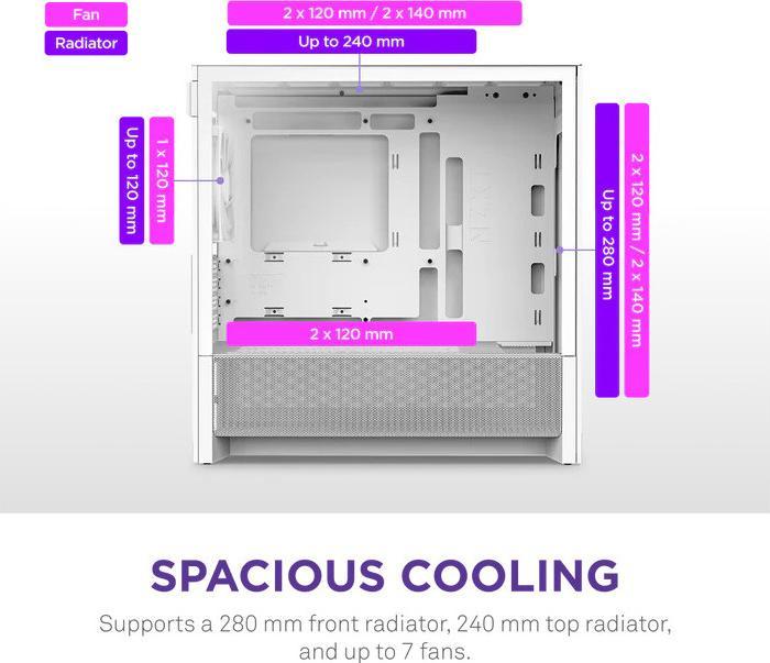 Actual product image NZXT H3 Flow (2025) All White Midi Tower ATX Gaming Gehäuse weiss mit Glasfenster (mATX, Mini-ITX)
