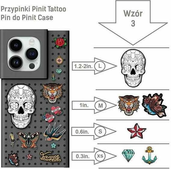 Immagine prodotto Pinifit Custodia Zestaw Pinit Dynamic + Tattoo Pin iPhone 14 Pro Max 6.7" czarny/nero wzór 3 (Apple iPhone 14 Pro Max)