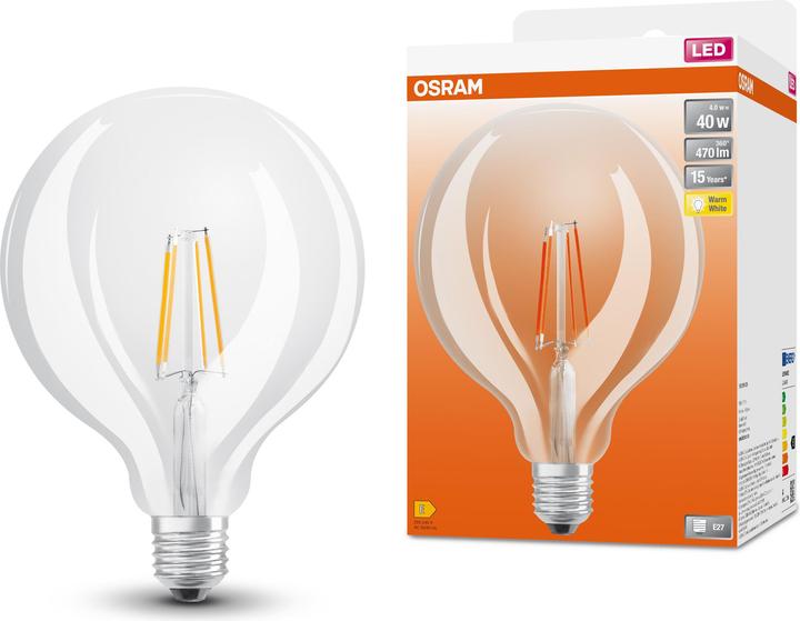 Image du produit Osram 4099854054211 LED EEK E (A - G) E27 Globeform 4 W = 40 W Blanc chaud (Ø x H) (E27, 470 lm, 4 x)