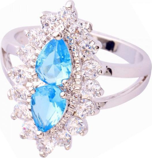 Produktbild Hermex Auge der Vorsehung Versilberter Ring mit Blauer Topas Zirkonia - Gr. 59 / Size 9 (9, 59)