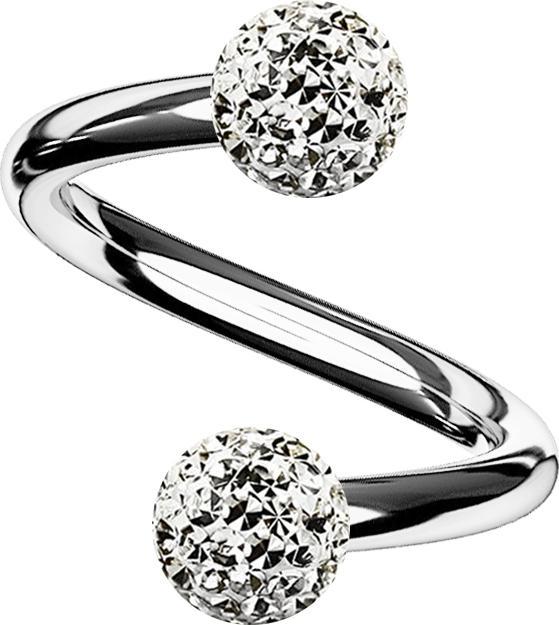 Actual product image Star Piercing Micro Spirale silber mit zwei Kristallkugeln silber Epoxy Schutzschicht (without brass, Titanium)