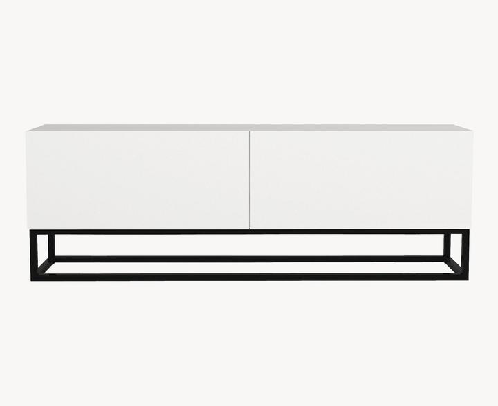 Produktbild En.Casa TV-Lowboard Nolven langes Gestell 135x32x47 cm Weiss (135 x 31.50 x 46.50 cm)