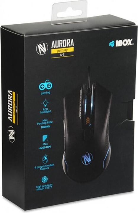 Immagine prodotto iBox AURORA A-3 Mouse destro USB Type-A ottico 6200 DPI (Cablato)