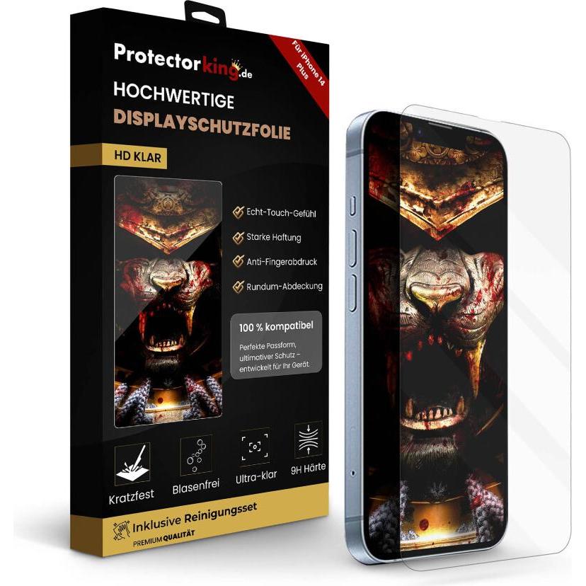 Protectorking 6x echtes Tempered 9H Panzerhartglas 3D KLAR (6 Stück, Apple iPhone 14 Plus), Smartphone Schutzfolie, Tran...
