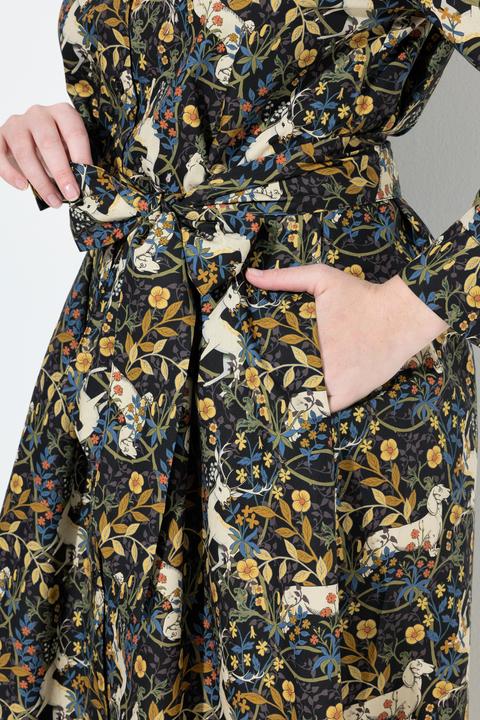 Actual product image Ulla Popken Owl Print Long Sleeve Button-Down Dress (54)