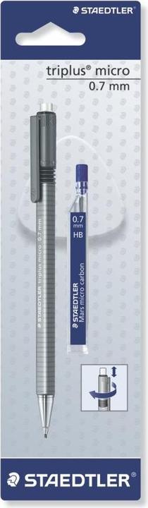 Actual product image Staedtler triplus micro 774 triangular mechanical pencil blister card, 0.7 mm and 1 lead container (0.70 mm, B, 1x)