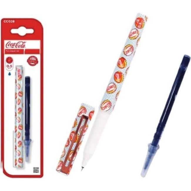 Coca Cola, Penne, Fineliner da 0,5 mm con ricarica sostituibile Coca-Cola (Disegno vintage della Coca-Cola rossa)