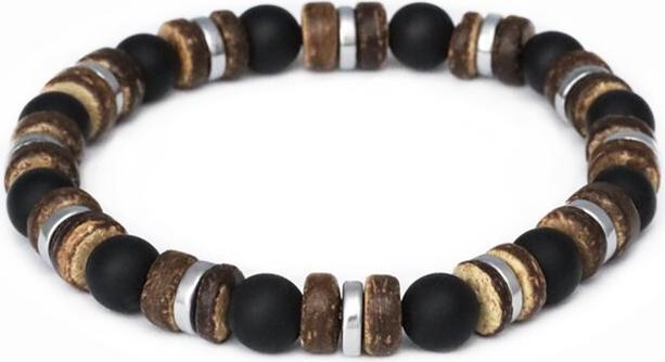 Immagine prodotto Beneto Onice. Bracciale in legno di cocco e ematite MINK168/20 (Perle in legno di cocco e ematite)