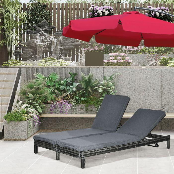 Actual product image Swisshandel24 Polyrattan double lounger garden lounger for 2 people 5-stage backrest metal PE rattan 196x120x28c (196 cm)