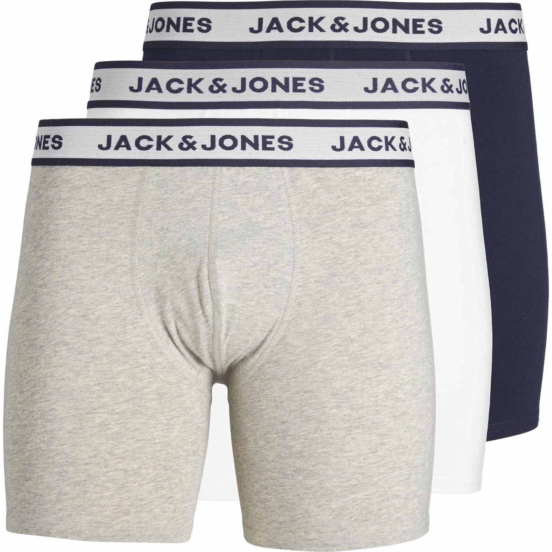 Jack & Jones, Herren, Unterhosen, 3er-Pack Boxershorts, Grau, (XXL, 3er Pack)