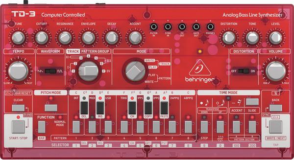 Actual product image Behringer TD-3-SB Syntezator linii basowej czerwony przeźroczysty