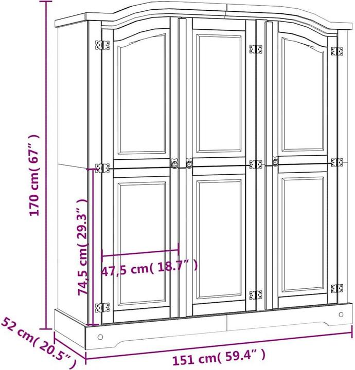 Image du produit vidaXL Thessalos (151,6 x 52 x 170 cm)