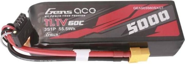 Gens Ace G-Tech 5000mAh 11.1V 60C 3S1P Lipo con spina XT60 (11.10 V, 5000 mAh)