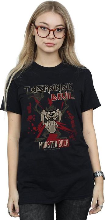 Actual product image Looney Tunes Womens/Ladies Tasmanian Devil Monster Rock Cotton Boyfriend T-Shirt (M)