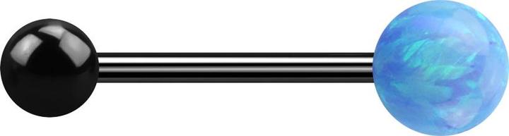 Image du produit Star Piercing Micro Barbell noir avec boule et boule opale bleu clair (sans laiton, Acier chirurgical 316L)